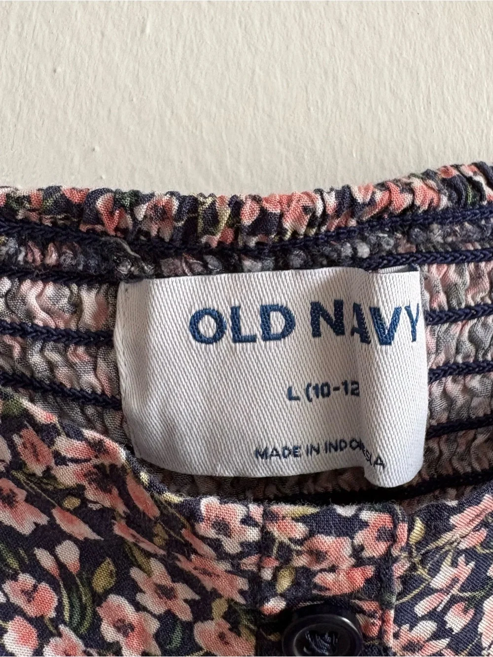 Old Navy Navy Pink Floral Romper Girls L (10-12) Square Neck Lightweight